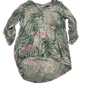 Femme‎ Fatale Women's Floral Button-Up Tunic Blouse Top X/P Made in Italy